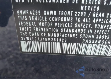 2014 Volkswagen Jetta Tdi z USA, uszkodzony, nr VIN 3VWLL7AJ4EM281323